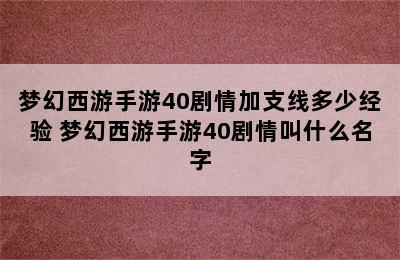 梦幻西游手游40剧情加支线多少经验 梦幻西游手游40剧情叫什么名字